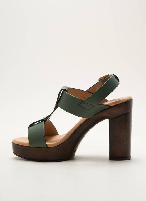 Sandale/pantofi decupați semi compensat toc de 7 la 9 cm verde COCO ET ABRICOT femme