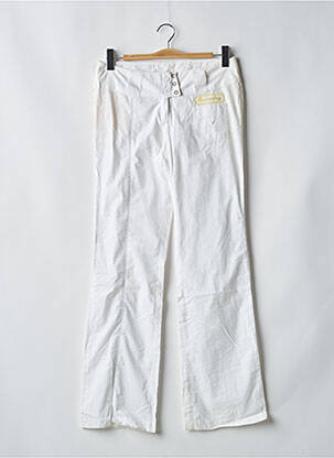 Pantalon drept țesătură poplin talie joasă alb BE YOU K femeie