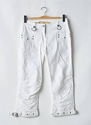 Pantalon trei sferturi croială dreaptă mărime normală alb DOUBLE ONE PEACE femeie