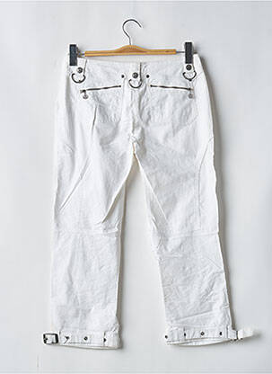 Pantalon trei sferturi croială dreaptă mărime normală alb DOUBLE ONE PEACE femeie