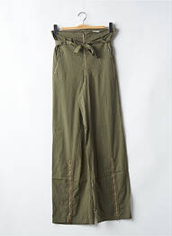 Pantalon larg țesătură poplin talie înaltă verde CHEYENNE femme