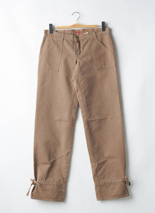 Pantalon drept închidere cu fermoar sub clapetă cu nasturi talie joasă bej BE YOU K femme