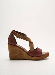 Sandale/pantofi decupați material neted toc de 7 la 9 cm maro PALLADIUM femme