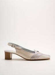 Sandale/pantofi decupați material neted toc de 4 la 6 cm bej SWEET femme