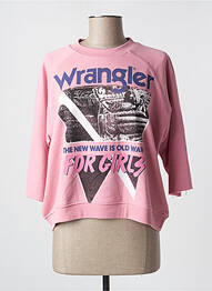Pulover guler rotund mâneci lungi roz WRANGLER femme