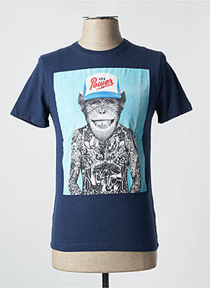 Tricou croială cambrată mâneci scurte albastru LE TEMPS DES CERISES bărbat