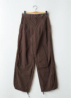 Pantalon 7/8 țesătură poplin talie joasă maro SCHOOL RAG femeie