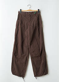 Pantalon 7/8 țesătură poplin talie joasă maro SCHOOL RAG femme