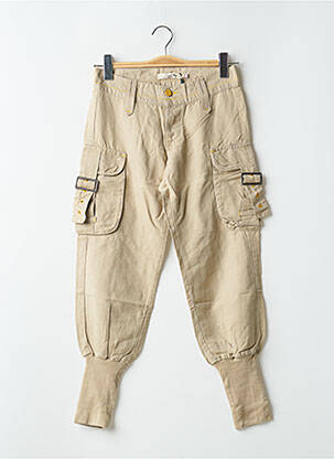 Pantalon 7/8 țesătură poplin talie joasă bej SCHOOL RAG femeie