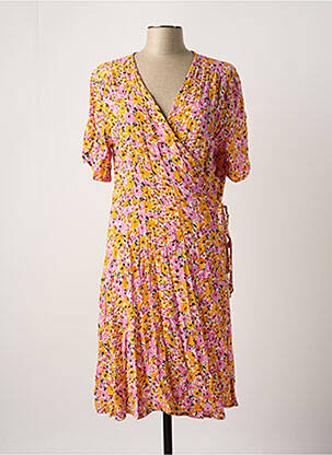 Rochie midi imprimeu floral mâneci 3/4 galben B.YOUNG femeie