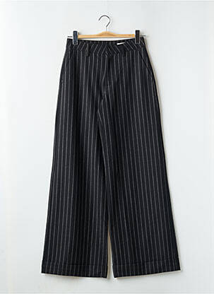 Pantalon larg talie cu cleme talie înaltă negru REIKO femeie