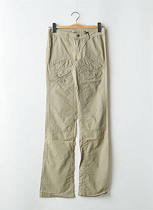 Pantalon drept țesătură poplin talie joasă verde SCHOOL RAG femeie