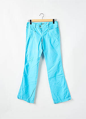 Pantalon drept țesătură poplin talie joasă albastru TEDDY SMITH femeie