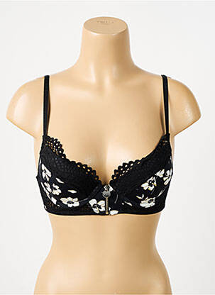 Sutien efect material satinat top sutien push-up negru MORGAN femeie