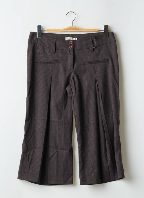 Pantalon trei sferturi închidere cu fermoar sub clapetă cu nasturi maro PAKO LITTO femme