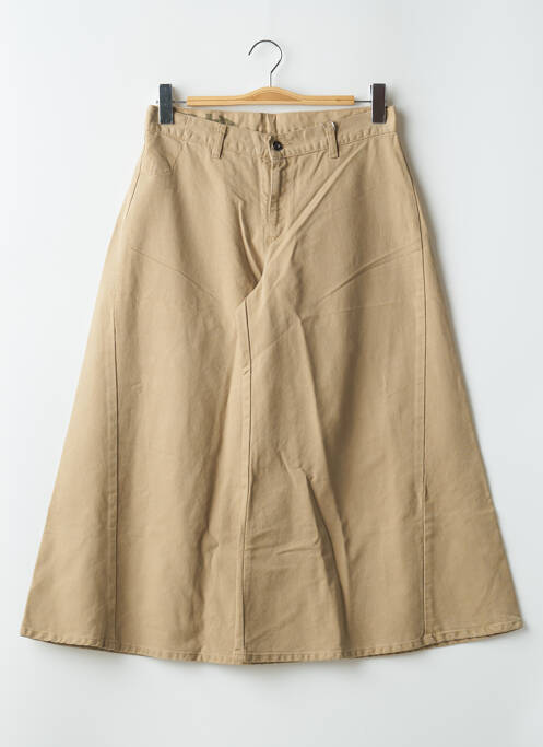 Pantalon trei sferturi țesătură poplin talie înaltă bej RWD femme