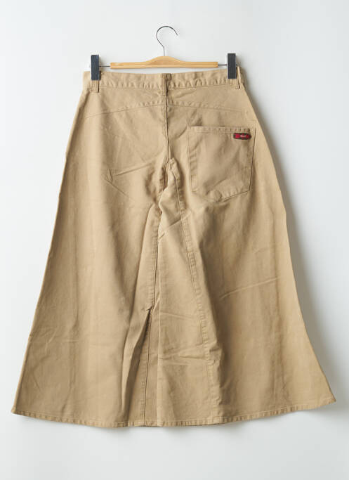 Pantalon trei sferturi țesătură poplin talie înaltă bej RWD femme