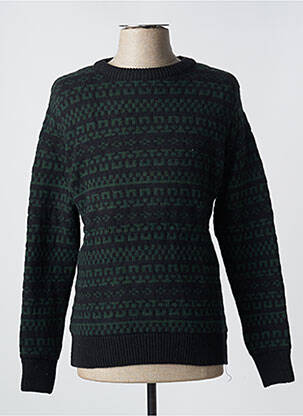 Pulover țesătură jacquard mâneci lungi verde OLOW bărbat