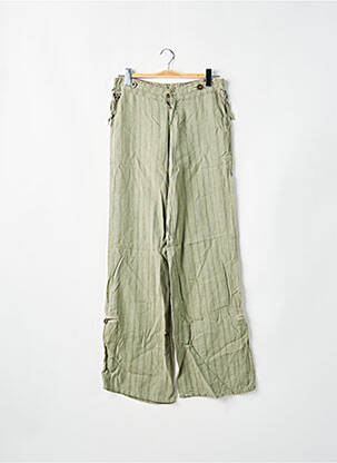 Pantalon larg închidere cu fermoar sub clapetă cu nasturi talie joasă verde LOIS femeie