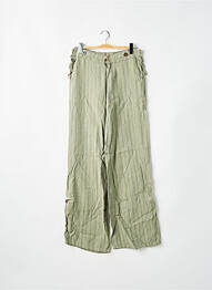 Pantalon larg închidere cu fermoar sub clapetă cu nasturi talie joasă verde LOIS femeie