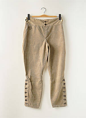 Pantalon 7/8 închidere cu fermoar sub clapetă cu nasturi mărime normală bej SCHOOL RAG femme