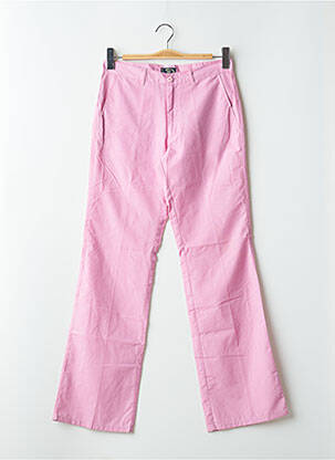 Pantalon drept țesătură crep talie înaltă roz BE YOU K femeie