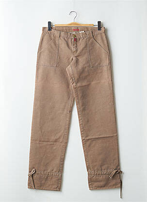 Pantalon drept țesătură poplin talie joasă maro BE YOU K femeie
