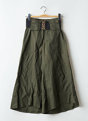 Pantalon trei sferturi țesătură poplin talie înaltă verde BE YOU K femeie