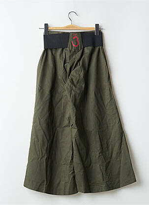 Pantalon trei sferturi țesătură poplin talie înaltă verde BE YOU K femeie