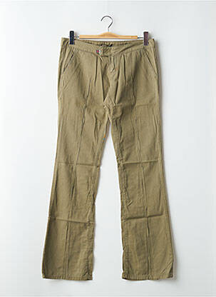 Pantalon drept țesătură poplin talie joasă verde CIMARRON femeie