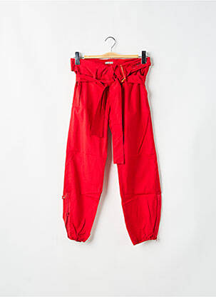 Pantalon 7/8 țesătură poplin talie joasă roșu BE YOU K femeie
