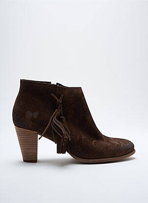 Botine/ghete nubuc toc de 7 la 9 cm maro FELMINI femeie