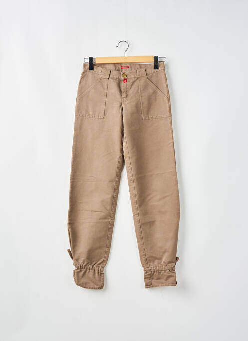 Pantalon drept închidere cu fermoar sub clapetă cu nasturi mărime normală bej BE YOU K femme