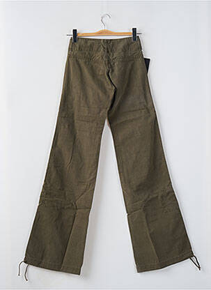 Pantalon evazat închidere cu fermoar sub clapetă cu nasturi verde LOIS femeie
