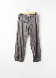 Pantalon 7/8 țesătură poplin talie joasă gri SESSUN femeie