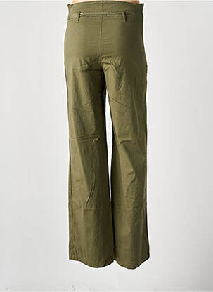 Pantalon drept țesătură poplin talie înaltă verde CHEYENNE femeie