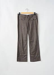 Pantalon drept închidere cu fermoar sub clapetă cu nasturi maro MOGUL femme
