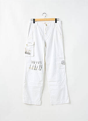 Pantalon cargo buzunare talie joasă alb SCHOOL RAG femeie