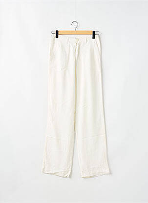 Pantalon drept țesătură poplin talie joasă alb SCHOOL RAG femeie