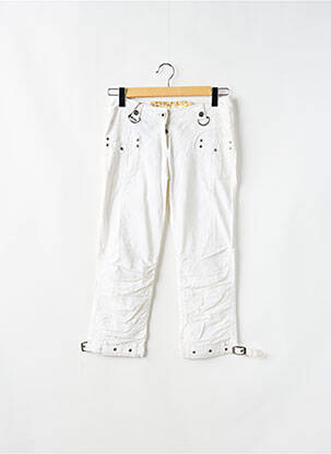Pantalon trei sferturi croială dreaptă talie joasă alb DOUBLE ONE PEACE femeie