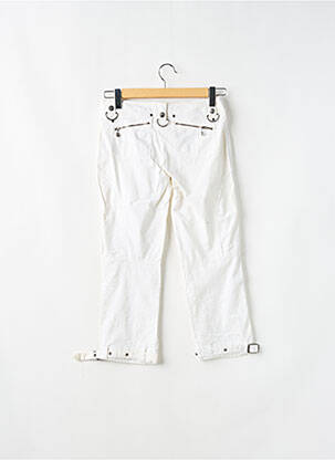 Pantalon trei sferturi croială dreaptă talie joasă alb DOUBLE ONE PEACE femeie