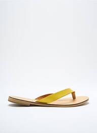 Șlapi material neted toc plat până la 3 cm galben NICOLAS LAINAS femme