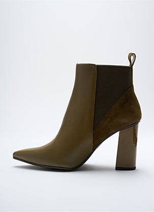 Botine/ghete material neted toc de 7 la 9 cm verde LODI femeie