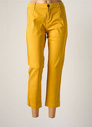 Pantalon chino broderie galoni laterali talie joasă galben MKT STUDIO femeie