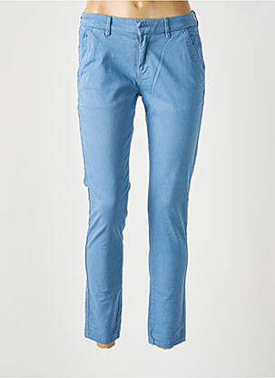 Pantalon chino țesătură poplin albastru REIKO femeie