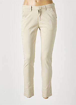 Pantalon chino țesătură poplin bej REIKO femeie