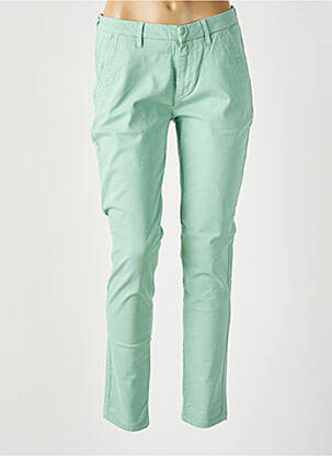 Pantalon chino țesătură poplin verde REIKO femeie
