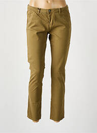 Pantalon chino închidere cu fermoar sub clapetă cu nasturi verde SCHOOL RAG femme