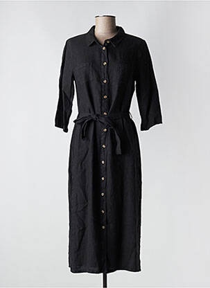 Rochie lungă țesătură crep mâneci 3/4 negru SIGNE NATURE femeie