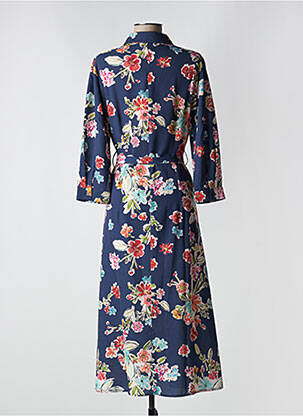 Rochie lungă imprimeu floral mâneci 3/4 albastru SIGNE NATURE femeie
